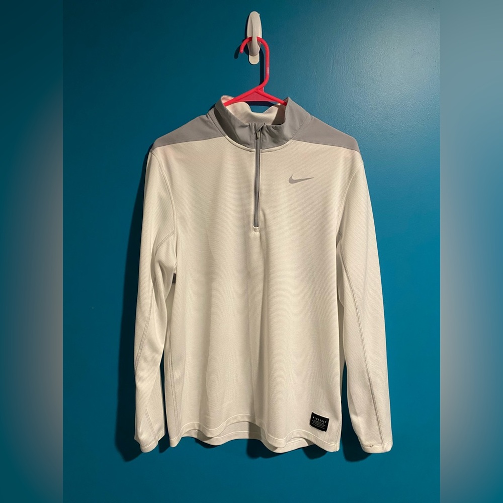 Nike Dri-FIT Golf Pullover in White and Gray